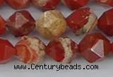 CRE348 15.5 inches 12mm faceted nuggets red jasper beads