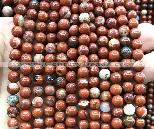 CWJ371 15 inches 6mm round red jasper beads wholesale