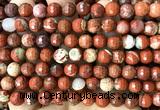 CWJ378 15 inches 8mm faceted round red jasper beads wholesale
