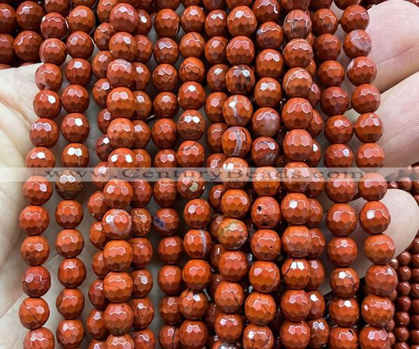 CRE384 15 inches 6mm faceted round red jasper beads wholesale