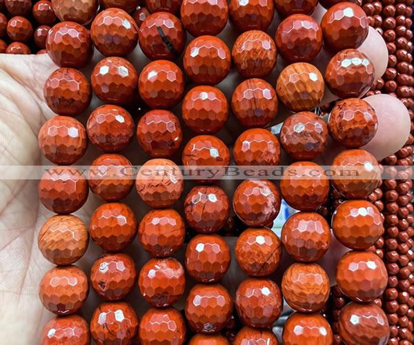 CRE387 15 inches 12mm faceted round red jasper beads wholesale