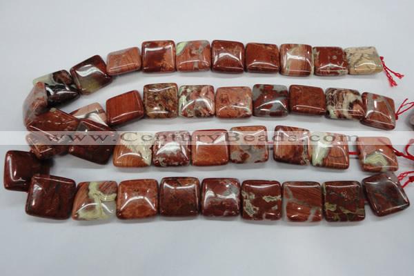 CRE58 15.5 inches 20*20mm square red jasper beads wholesale