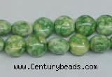 CRF196 15.5 inches 10mm flat round dyed rain flower stone beads