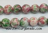 CRF25 15.5 inches 12mm round dyed rain flower stone beads wholesale