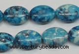 CRF71 15.5 inches 13*18mm oval dyed rain flower stone beads wholesale