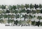 CRG40 15.5 inches 14mm flat star moss agate gemstone beads wholesale