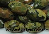 CRH69 15.5 inches 15*25mm faceted rice rhyolite beads wholesale