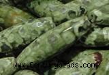 CRH71 15.5 inches 12*40mm faceted rice rhyolite beads wholesale