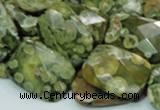 CRH80 15.5 inches 15*20mm faceted rectangle rhyolite beads wholesale