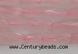 CRI02 15.5 inches 10*30mm faceted rice rose quartz beads wholesale