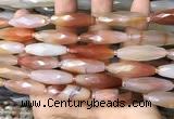 CRI126 15.5 inches 10*30mm faceted rice red agate gemstone beads