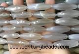 CRI136 15.5 inches 10*30mm faceted rice moonstone gemstone beads