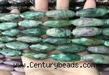 CRI148 15.5 inches 10*30mm faceted rice ruby zoisite beads