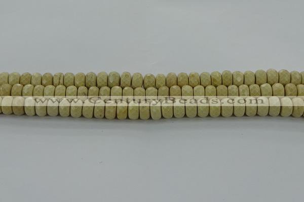 CRI222 15.5 inches 6*10mm faceted rondelle riverstone beads