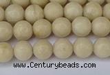 CRJ601 15.5 inches 6mm round white fossil jasper beads wholesale