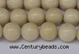 CRJ602 15.5 inches 8mm round white fossil jasper beads wholesale