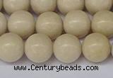 CRJ603 15.5 inches 10mm round white fossil jasper beads wholesale