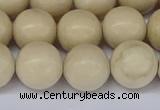 CRJ604 15.5 inches 12mm round white fossil jasper beads wholesale