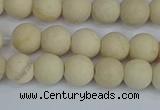 CRJ611 15.5 inches 6mm round matte white fossil jasper beads