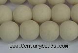 CRJ612 15.5 inches 8mm round matte white fossil jasper beads