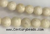 CRJ620 15.5 inches 4mmm round white fossil jasper beads wholesale