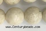 CRJ624 15.5 inches 12mm round white fossil jasper beads wholesale