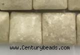 CRJ638 15.5 inches 12*12mm square white fossil jasper beads wholeasle