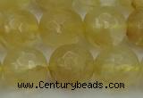 CRO1035 15.5 inches 14mm faceted round yellow watermelon quartz beads