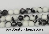 CRO11 15.5 inches 6mm round black & white jasper beads wholesale