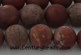 CRO1104 15.5 inches 12mm round matte pomegranate jasper beads