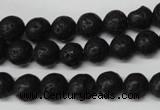 CRO118 15.5 inches 8mm round black lava beads wholesale
