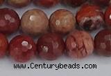 CRO1192 15.5 inches 12mm faceted round red porcelain beads