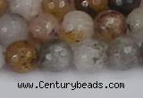 CRO1197 15.5 inches 8mm faceted round mixed lodalite quartz beads