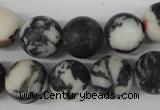 CRO386 15.5 inches 14mm round black & white jasper beads wholesale