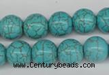 CRO395 15.5 inches 14mm round synthetic turquoise beads wholesale