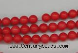 CRO44 15.5 inches 6mm round synthetic coral beads wholesale