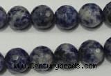 CRO774 15.5 inches 12mm faceted round blue spot stone beads wholesale