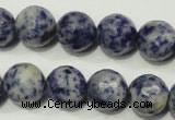 CRO775 15.5 inches 14mm faceted round blue spot stone beads wholesale