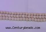 CRO791 15.5 inches 6mm round matte rice white fossil beads