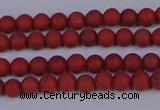 CRO940 15.5 inches 4mm round matte red jasper beads wholesale