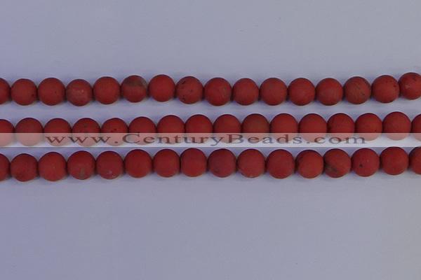 CRO945 15.5 inches 14mm round matte red jasper beads wholesale