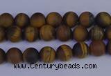 CRO960 15.5 inches 4mm round matte yellow tiger eye beads wholesale
