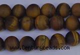 CRO962 15.5 inches 8mm round matte yellow tiger eye beads wholesale