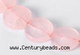 CRQ10 16mm coin A grade natural rose quartz beads Wholesale