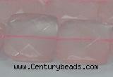 CRQ102 15.5 inches 25*25mm faceted square natural rose quartz beads