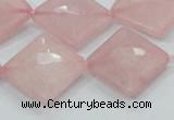 CRQ107 15.5 inches 20*20mm faceted diamond natural rose quartz beads