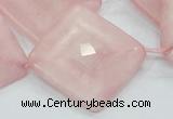 CRQ108 15.5 inches 30*30mm faceted diamond natural rose quartz beads