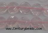 CRQ137 15.5 inches 10mm faceted coin natural rose quartz beads