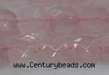 CRQ155 15.5 inches 12mm faceted square natural rose quartz beads