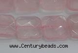 CRQ156 15.5 inches 15mm faceted square natural rose quartz beads